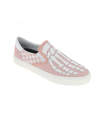 Shop Amiri Checkered Skel Toe Slip On Sneakers In Pink