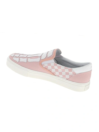 Shop Amiri Checkered Skel Toe Slip On Sneakers In Pink