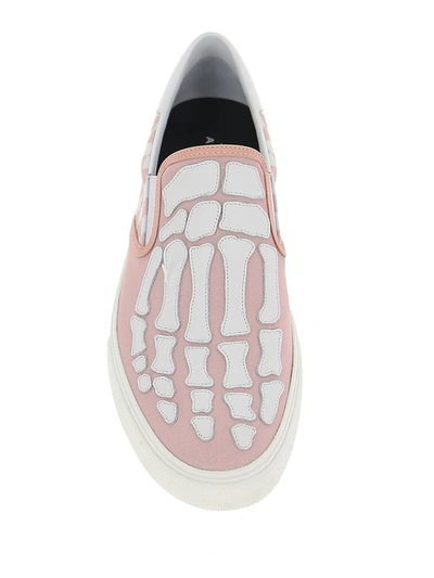 Shop Amiri Checkered Skel Toe Slip On Sneakers In Pink