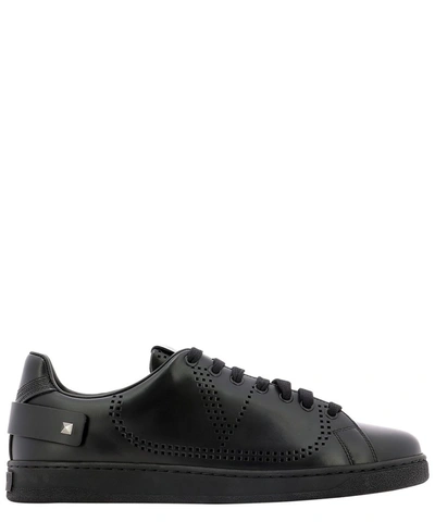 Shop Valentino Backnet Low Top Sneakers In Black