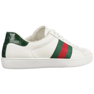 Shop Gucci Ace Leather Sneakers In White