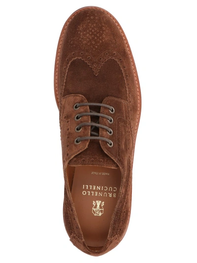 Shop Brunello Cucinelli Lace Up Derby Shoes In Brown