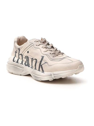Shop Gucci Think/thank Print Rhyton Sneakers In White