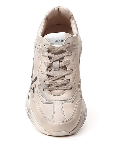 Shop Gucci Think/thank Print Rhyton Sneakers In White