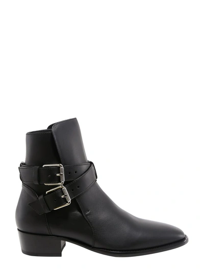 Shop Amiri Buckle Detail Ankle Boots In Black
