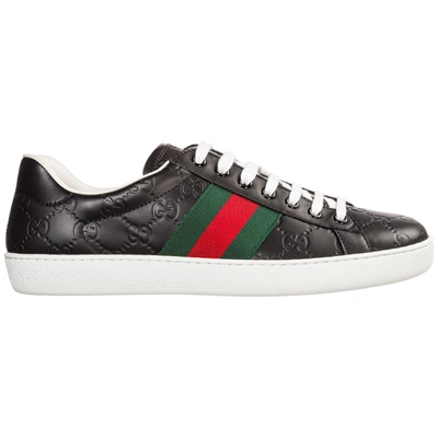 Shop Gucci Signature Ace Sneakers In Black