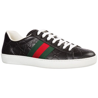 Shop Gucci Signature Ace Sneakers In Black