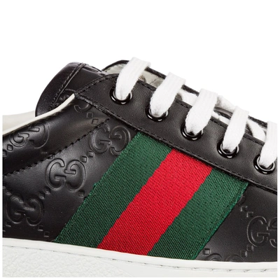 Shop Gucci Signature Ace Sneakers In Black