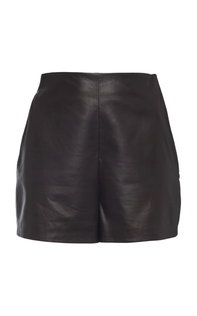 Shop Valentino Women's Leather Mini Shorts In Black