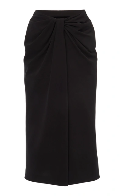 Shop Valentino Women's Draped Silk-blend Midi Skirt In Black