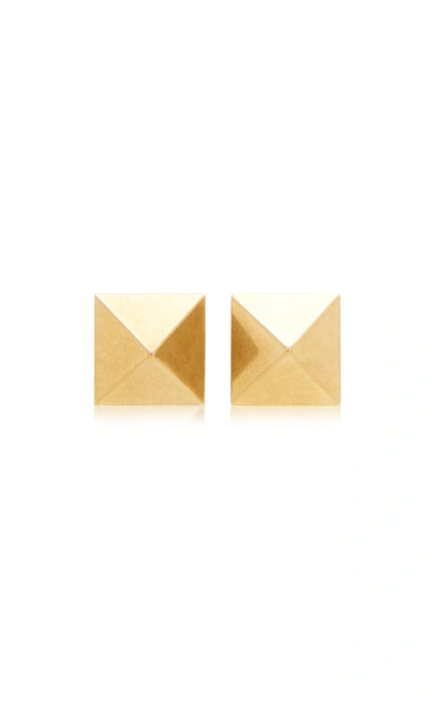 Shop Valentino Women's  Garavani Gold-tone Rockstud Earrings