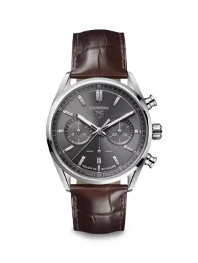 Shop Tag Heuer Men's Carrera Elegance 42mm Stainless Steel & Alligator Strap Automatic Chronograph Watch