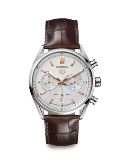 Shop Tag Heuer Carrera Elegance 42mm Stainless Steel & Alligator Strap Automatic Chronograph Watch