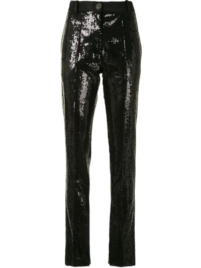 Shop Peter Do Ankle-slit Sequined Trousers In Black
