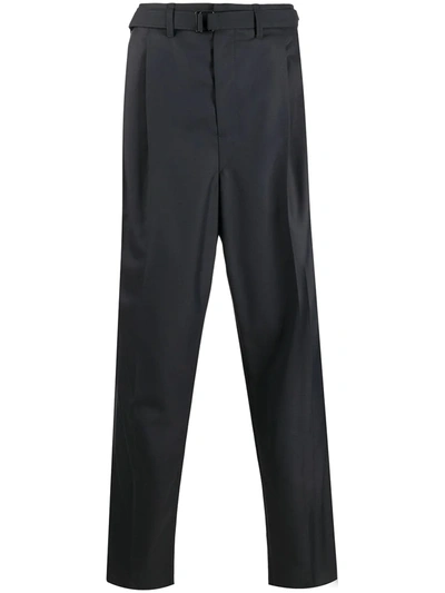 Shop Lemaire Belted Tapered Tailored Trousers In Grey
