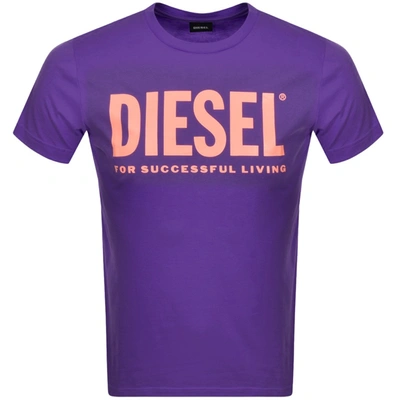 Shop Diesel T Diego Short Sleeved Logo T Shirt Purple