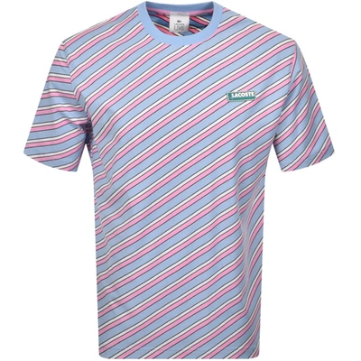 Shop Lacoste Live Stripe Logo T Shirt Blue