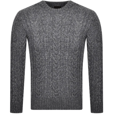 Shop Superdry Crew Neck Jacob Cable Knit Jumper Grey