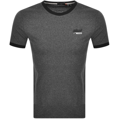 Shop Superdry Orange Label Ringer T Shirt Black