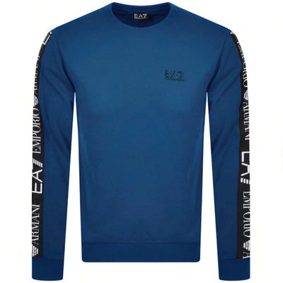 Shop Ea7 Emporio Armani Taped Logo Sweatshirt Blue