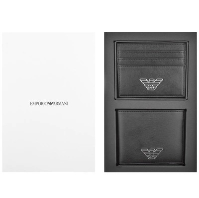 Shop Armani Collezioni Emporio Armani Gift Set Card Holder And Wallet In Black