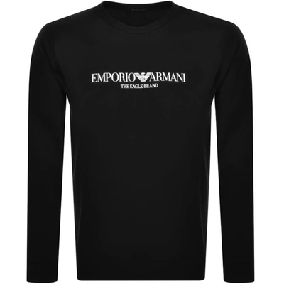 Shop Armani Collezioni Emporio Armani Crew Neck Logo Sweatshirt Black