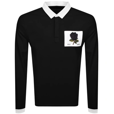 Shop Kent And Curwen Rugby Long Sleeved Polo Black