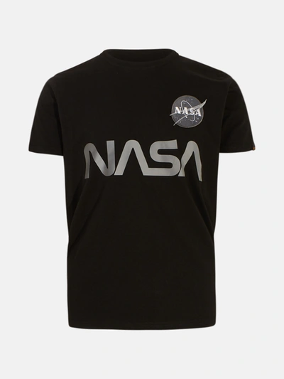 Shop Alpha Industries T-shirt Nasa Reflective Nera In Black