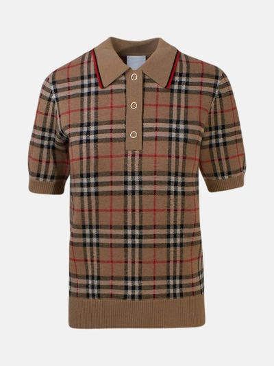 Shop Burberry Polo Chatterton Check In Beige