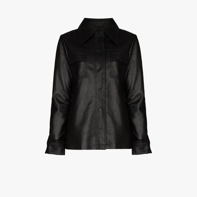Shop Remain Rosalee Leather Shirt In Black