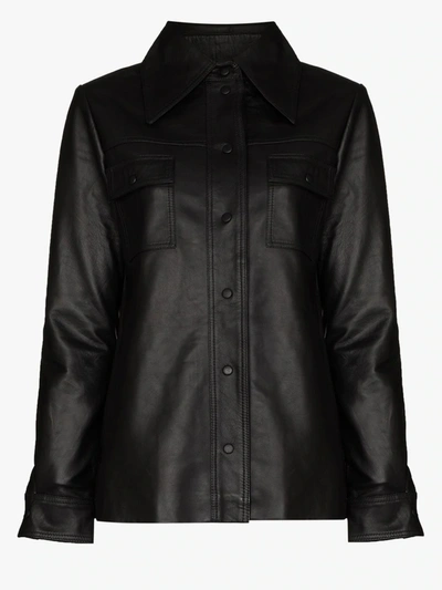 Shop Remain Rosalee Leather Shirt In Black