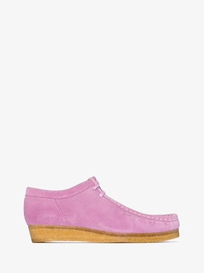 Shop Palm Angels X Clarks Originals Pink Suede Wallabee Shoes In Purple