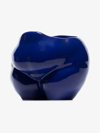 Shop Anissa Kermiche Blue Popotelée Earthenware Pot