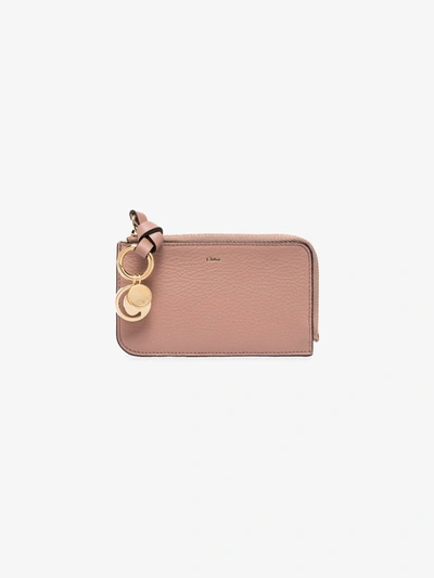 Shop Chloé Pink Alphabet Leather Coin Purse In Brown