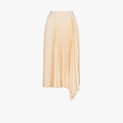 Shop Joseph Sabin Asymmetric Pleated Skirt In Neutrals