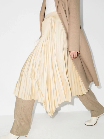 Shop Joseph Sabin Asymmetric Pleated Skirt In Neutrals