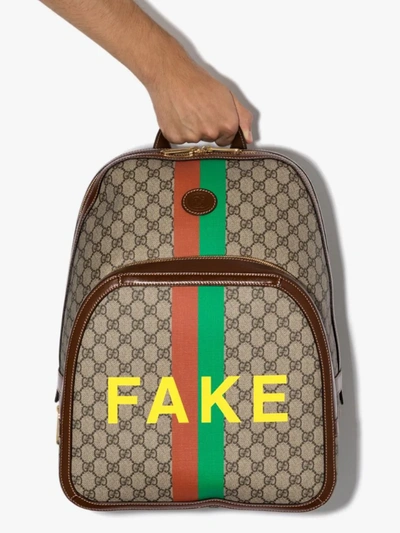 Shop Gucci Multicoloured Fake/not Gg Supreme Backpack In Neutrals