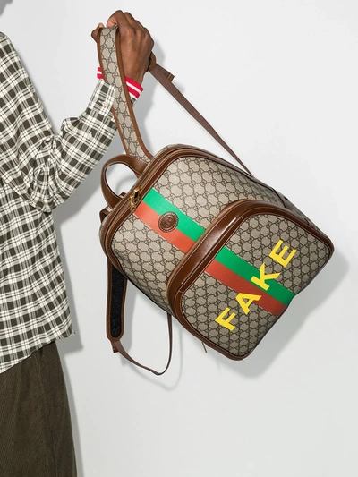 Shop Gucci Multicoloured Fake/not Gg Supreme Backpack In Neutrals