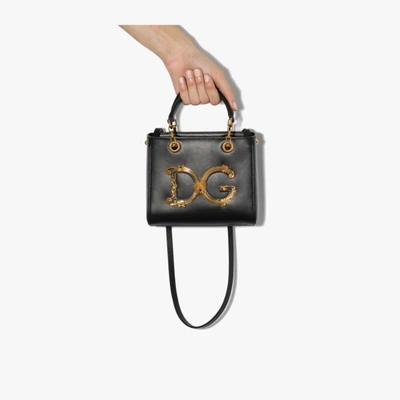 Shop Dolce & Gabbana Black Dg Girls Leather Cross Body Bag