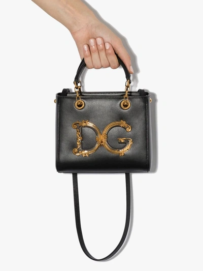 Shop Dolce & Gabbana Black Dg Girls Leather Cross Body Bag