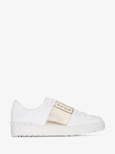 Shop Valentino Open Low Top Leather Sneakers - Women's - Rubber/calf Leather In White