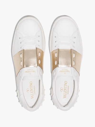 Shop Valentino Open Low Top Leather Sneakers - Women's - Rubber/calf Leather In White