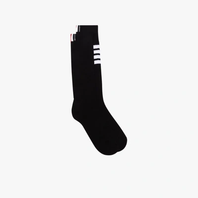 Shop Thom Browne Black 4-bar Stripe Cotton Socks