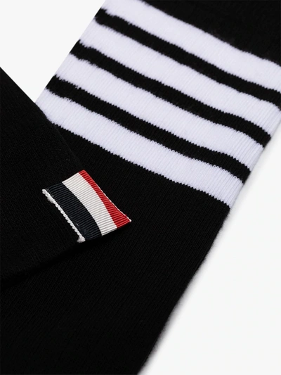 Shop Thom Browne Black 4-bar Stripe Cotton Socks