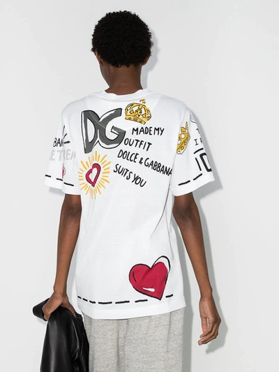 Shop Dolce & Gabbana White Graffiti Print T-shirt