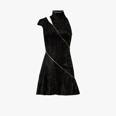 Shop 16arlington Dahlia Crystal Stripe Velvet Mini Dress In Black