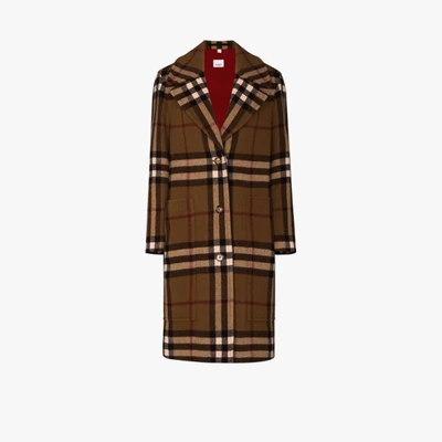 Shop Burberry Purton Vintage Check Wool Coat In Brown
