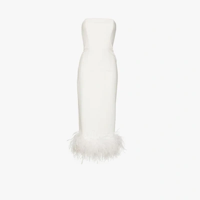 Shop 16arlington White Minelli Feather Trim Midi Dress