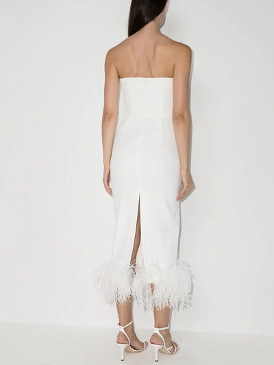 Shop 16arlington White Minelli Feather Trim Midi Dress
