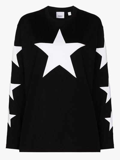 Shop Burberry Creuse Star Print Long Sleeve T-shirt In Black